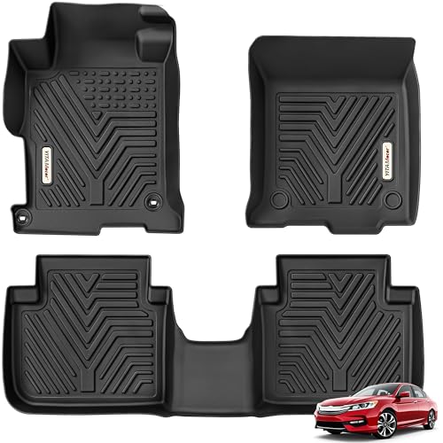 YITAMOTOR Floor Mats Compatible with Honda Accord, Floor Liners Custom fit for 2013-2017 Honda Accord Sedans, 1st & 2nd Row All Weather Protection, Black - style: 2013-2017 Accord 1st & 2nd Row
