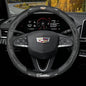 fir for Cadillac Steering Wheel Cover, Carbon Fiber Texture Nappa Leather,Custom Embossed Logo, Round Shape,Car Steering Wheel Protector Compatible with Cadillac Escalade XT4 XT5 XT6 Accessories