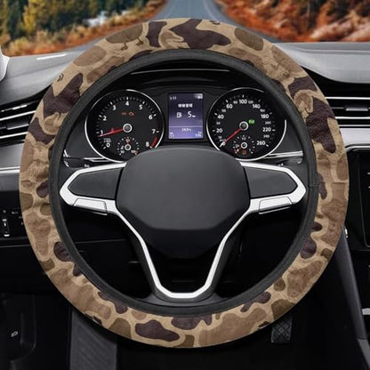 Camo Car Steering Wheel Cover for Men Hunting Duck Print Steering Wheel Covers with Elastic Edge Washable Automotive Accessories 15 Inch Gift for Holiday - color: Camo Hunting Duck-Green