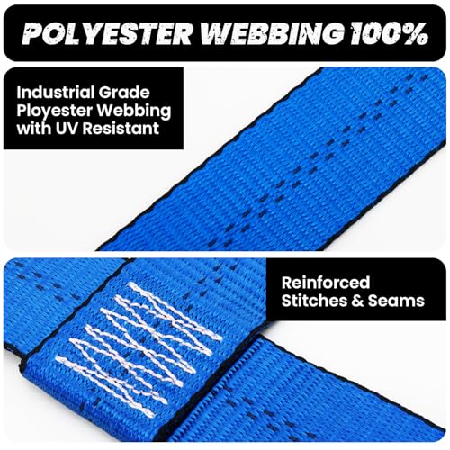 Tow Dolly Basket Straps with Flat Hook, 2 Pack Tow Dolly Straps, Fits 14"-17" Tires Wheels, Breaking Strength 10000 lbs, 2" Over Wheel Car Basket Tie Down Strap with Carrying Bag, Blue - color: Blue