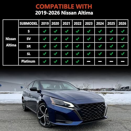 KARPAL Floor Mats for Nissan Altima 2019-2025 2026, TPE Rubber All Weather Protection Floor Liners Nissan Altima Accessories Car Mats, Front & 2nd Row