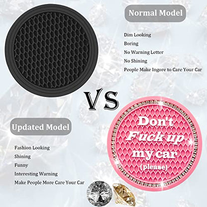 Car Cup Coaster 2 Pack,Bling Car Accessories Interior,Universal Car Cup Holder,Car Cup Holder Insert Coasters for Car/SUV/Truck(Pink,2PC) - color: Pink-2pc