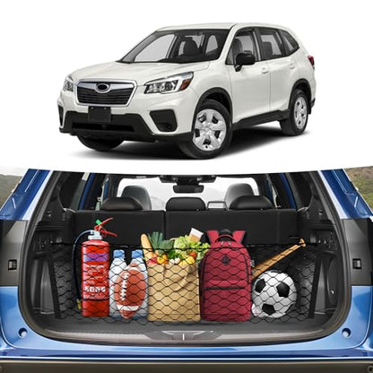 Canvcle Trunk Cargo Net for 2019-2024 Forester Accessories Envelope Style Mesh Trunk Net Organizer and Storage Stretchable Adjustable Elastic Nylon Rear Cargo Netting with Hooks - style: for Forester