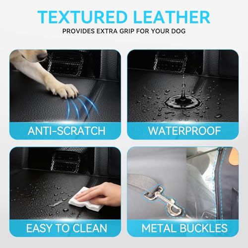 Dog Back Seat Cover, Extra Thick Back Seat Extender, Waterproof Thick Hard Bottom with High Barrier, Scratch-Proof Premium Rear Seat Protector for Car, SUV & Truck, Hold 450 lbs, Large