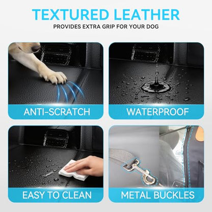 Dog Back Seat Cover, Extra Thick Back Seat Extender, Waterproof Thick Hard Bottom with High Barrier, Scratch-Proof Premium Rear Seat Protector for Car, SUV & Truck, Hold 450 lbs, Large