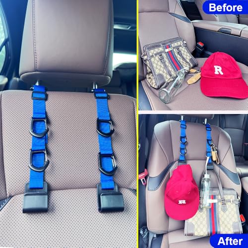 Car Headrest Hooks, Backseat Storage Organizer Hangers, Universal Vehicle Seat Back Hooks, 4 Pack (darkblue) - color: darkblue
