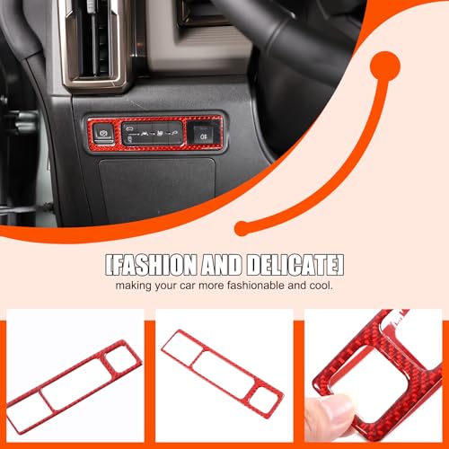 for Hummer EV Accessories Car Center Control Electronic Handbrake Trim Cover for Hummer EV 2024 2025+ Real Carbon Fiber Electronic Handbrake Switch Panel Trim (Red) - color: Red