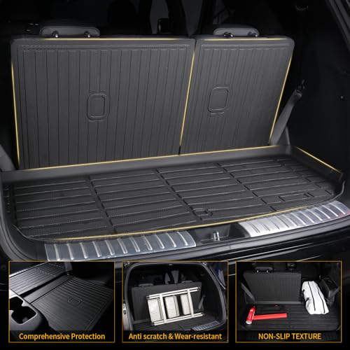 GINOWY-Floor Mats & Cargo Liner for Ford Taurus 2010-2019, TPE All Weather Taurus Car Mats, Custom Non-Slip Trunk Mat Floor Liners Waterproof Heavy Duty Taurus Accessories Black - style: 10) for Ford Taurus 2010-2019 Floor Mats
