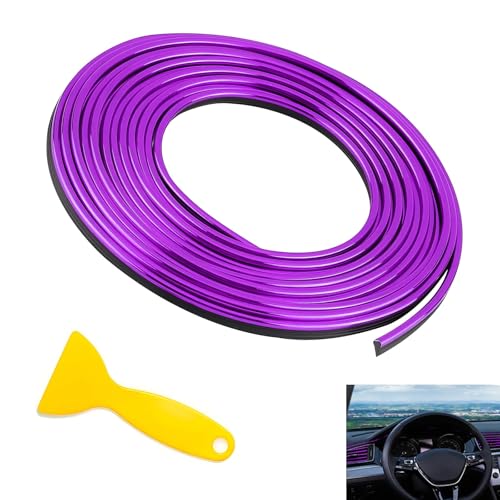 MLY Car Interior Moulding Trim Strip, 33Ft Electroplating Decoration Styling Strips, Flexible Filler Insert Strips with Installing Tool, Interior Decor Accessories for Dashboard Door (Purple) - color: Purple