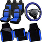 CAR PASS 3D Air Mesh Car Seat Covers Full Sets w/5mm Sponge, 4Pcs Waterproof Car Floor Mats, Steering Wheel Cover Universal Fit for SUV Sedan Truck, Airbag Compatible Automotive Interior(black & blue) - color: Blue Combo