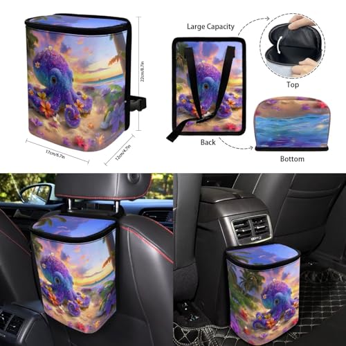 Forchrinse Hawaiian Octopus Car Seat Cover for Men Women 15Pack Auto Interior Set with Steering Wheel Cover/Armrest Cushion/Seatbelt Cover/Car Coaster/Keychain/Handbrake Gear Shift Cover - color: Hawaiian Octopus Print