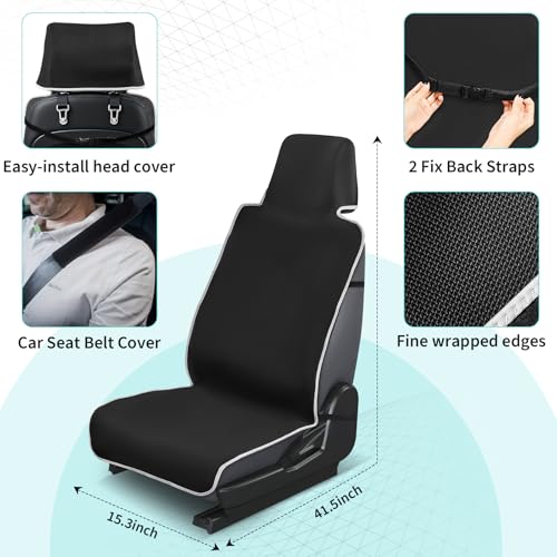 Waterproof 2 Pack Neoprene Car Seat Covers for Trucks, Sweatproof Non-Slip Seat Protector for Cars, SUVs, Vans, Machine Washable, Universal Fit (Black,2-Pcs)