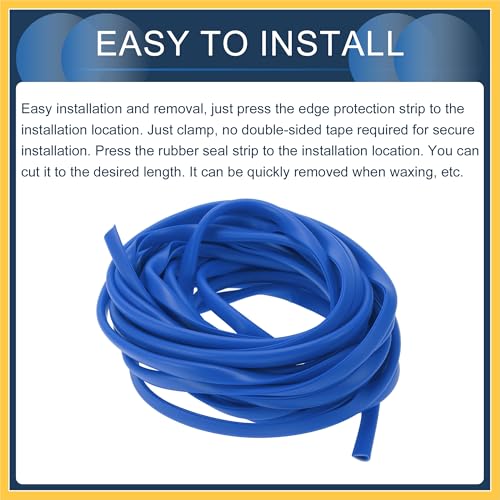 Universal Car Door Edge Guards, Exterior 19.69ft U-Shaped Door Scratch Protection Guard PVC Blue, 1 Pc Auto Replacement Parts