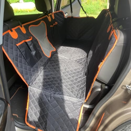 Dog Car Seat Cover,Back Seat Extender for Dogs,600D Heavy Dute Durable Car Seat Cover for Dogs Pets,100% Waterproof Back Seat Pet Cover for Dogs with Mesh Window, with Seatbelt,Trucks and SUVs - color: Dog Bone