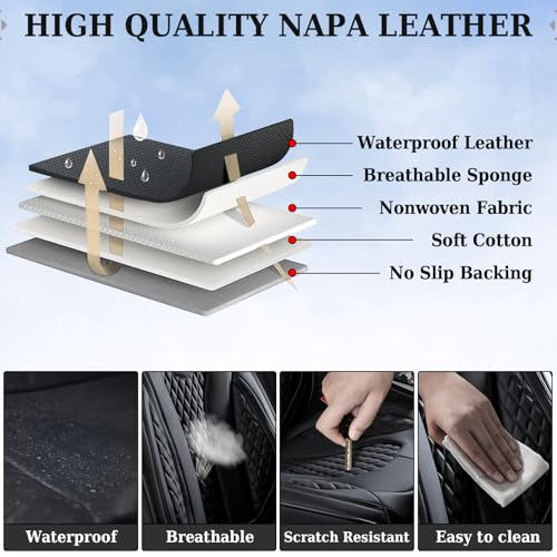 Coverado Back Seat Covers, Waterproof Car Protectors, Black Leather Seat Covers, 3-Piece Automotive Seat Covers for Back Seats Universal Fit for SUVs & Cars, All-Weather Protection - color: 01-Black