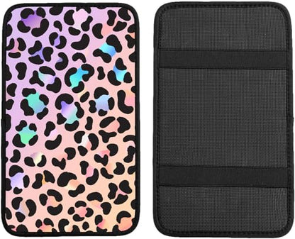 Pink Gradient Leopard Auto Center Console Pad,Car Armrest Pad Car Armrest Seat Box Cover Protector for Most Cars - color: Pink Gradient Leopard