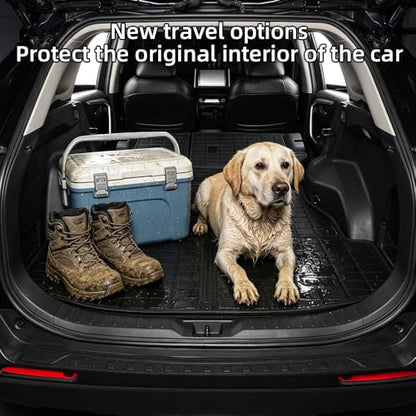 4-Piece Floor Mats for 2019-2025 Toyota RAV4 (Gas & Hybrid), Custom Fit TPE Liners 1st & 2nd Row with Integrated 2-in-1 Cargo & Backrest Protector, All-Weather Interior Guard, Black - size: For Rav4 2-in-1 Full Set 4pcs