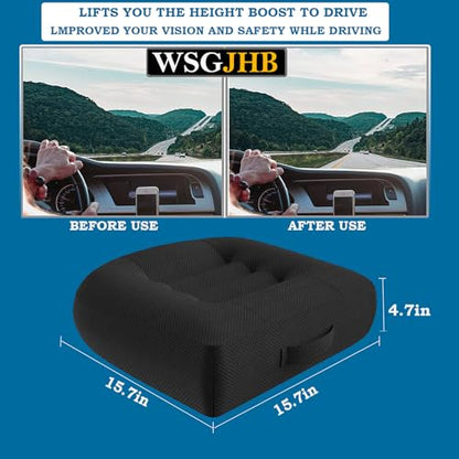WSGJHB Car Booster Seat Cushion Posture Cushion Portable Breathable Mesh, Effectively Increase The Field of View Ideal for Office, Home, Angle Lift Seat Cushions,Black - color: Black Regular