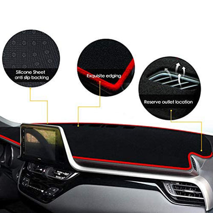 PGTOPONE Custom Fit Dashboard Black Center Console Cover Dash Mat Protector Sunshield Cover Pad Carpet for 2017 2018 2019 2020 Toyota CHR CH-R (Red) - color: Red