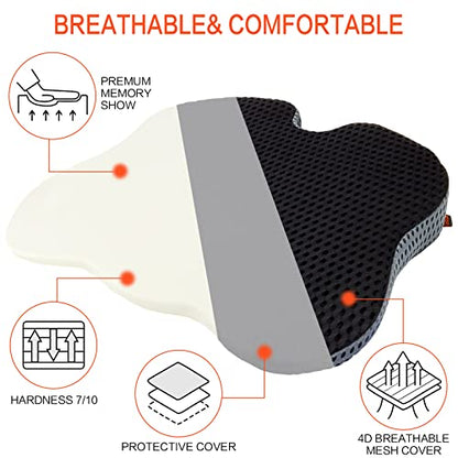 Car Seat Cushion, Comfort Memory Foam Car Cushions for Driving, Seat Cushion for Car Seat Driver with Wedge Design & Raised Back to Broaden Vision, Provides Comfort for Car, Truck, Office Chair