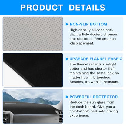 Autorder Dashboard Cover Mat for Chrysler 300 300C 2005-2010 Accessories Dash Cover Upgrade Flannel Dash Mat Sunshade Glare UV Rays Protector - size: 2005-2010 Chrysler 300