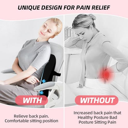 LIQUN Memory Foam Seat Waist Pillow, for Office Chair, Car, Game Chair Lower Back Pain Relief and Improve Posture Lumbar Support Pillow, (Grey)