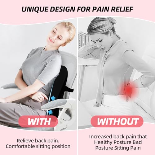 LIQUN Memory Foam Seat Waist Pillow, for Office Chair, Car, Game Chair Lower Back Pain Relief and Improve Posture Lumbar Support Pillow, (Pink) - color: Pink