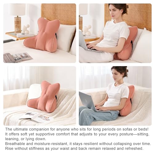 Lumbar Support Pillow (Pat. Pend) for Office Chair, Couch, Recliner & Car Seat, Ergonomic Back Support Cushion for Lower Back Pain Relief, Washable Lumbar Pillow, Blush Pink - color: Blush Pink