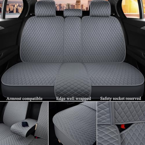 Red Rain Universal Car Seat Cover Full Set Leather Auto Seat Cushion Cover Full Coverage Waterproof Car Seat Protector (AA-Gray) - color: AA-Gray