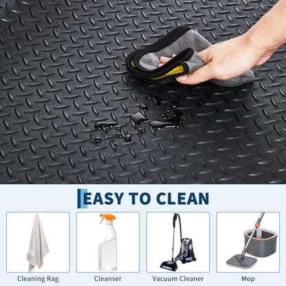 7.8 x 20 FT Garage Floor Mat, 2.8mm Thickened Flooring Roll Diamond Plate PVC Rubber Trailer Mat, Non-Slip Floor Protector Mat for Garage, Warehouse, Gyms, Trailer, SUV