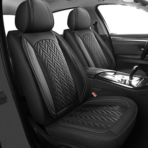 Seat Covers Full Set, Waterproof Car Seat Covers Leather Automotive Seat Covers Car Seat Protector for Cars SUV,Truck,Sedan - Active Families, Pets, Commuters (Full Set, Black) - color: Black, size: 5PCS Full Set
