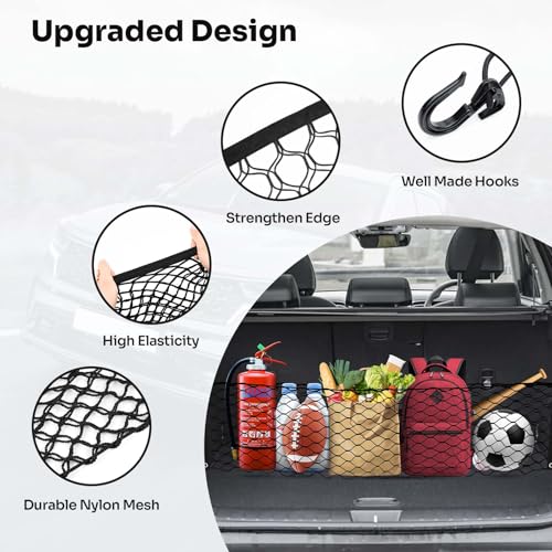 Canvcle Trunk Cargo Net for 2022-2025 2026 Hyundai Tucson Accessories Envelope Style Mesh Trunk Net Organizer and Storage Stretchable Adjustable Elastic Nylon Rear Cargo Netting with Hooks - style: for Hyundai Tucson