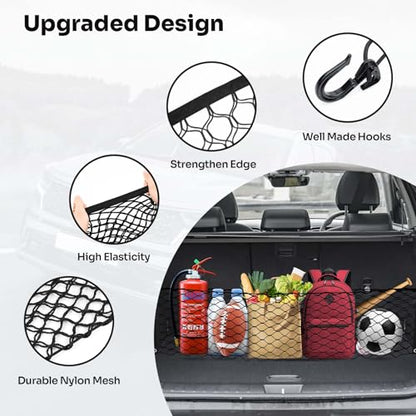 Canvcle Trunk Cargo Net for 2022-2025 2026 Hyundai Tucson Accessories Envelope Style Mesh Trunk Net Organizer and Storage Stretchable Adjustable Elastic Nylon Rear Cargo Netting with Hooks - style: for Hyundai Tucson