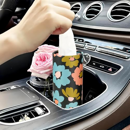 Wuyaoyao 4PCS Car Tissue Holder, Auto Travel Kleenex Holder with Facial Tissues, Cylinder Tissue Boxes for Auto Cup Holder, Refill Automotive Tissue Box Round Container, Universal Car Accessories