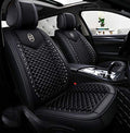 Bling Retro Fashion Lattice Silk and Leather Car Seat Covers Front and Rear Seat Covers Universal Fit (Black-Basic) - color: Black-Basic