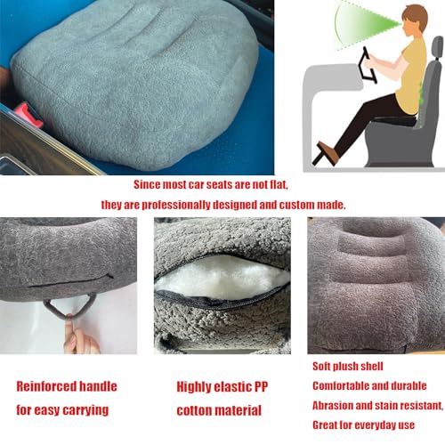 adult car seat booster for height/drivers seat booster cushion for adults-Increase The Field of View by 12cm/4.7in,Plush shell, breathable,with handle,easy to carry,for Cars,Office,Home（Light Brown） - color: Plush-light Brown