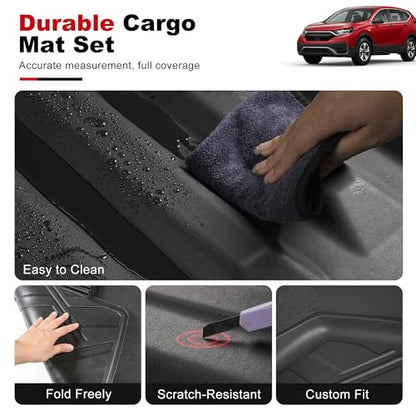 for 2017-2022 Honda CR-V Cargo Liner & Backrest Mat: Custom Fit All Weather TPE Anti Skid Waterproof Trunk Liner for CRV Accessories (Not for Hybrid or Touring) - size: 2017-2022 CRV Cargo Liner & Backrest Mat