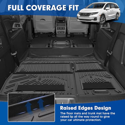 Mixsuper Cargo Liner for Honda Odyssey 2018-2024 2025 2026, All Weather Trunk Mat Backrest Mat TPE Back Seat Cover Protector for Odyssey Accessories - size: 18-26 |Odyssey| Cargo & Backrest Mat