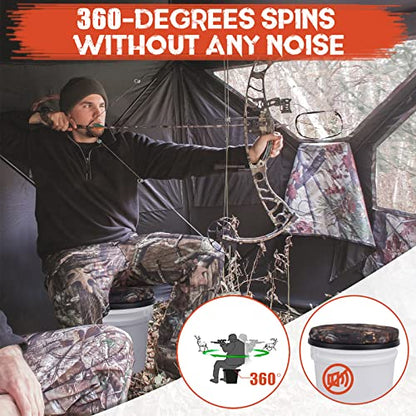 5 Gallon Bucket Seat, 360-Degree Swivel Seat Foam Cushion Bucket Seat Lid with Waterproof Cover for Dove Duck Hunting, Fishing, Baseball, Gardening and Camping - color: Bionic Tree Camo