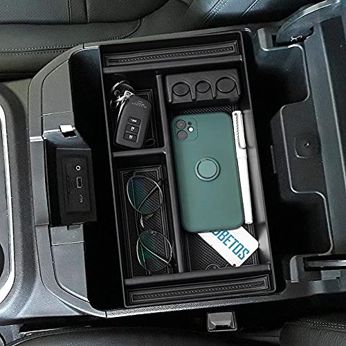 Center Console Organizer Tray Compatible with Chevy Silverado 1500/GMC Sierra 1500 2019-2022 Accessories and 2020-2023 Silverado/Sierra 2500/3500 HD Armrest Box - Full Console w/Bucket Seats