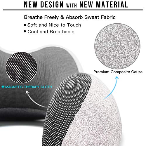 MLVOC Neck Pillow for Traveling, Upgraded 100% Pure Memory Foam Travel Neck Pillow for Airplane Flight Sleep, Breathable & Machine Washable Cover, Travel Kit with 3D Eye Mask, Earplugs & Bag, Grey - color: Grey