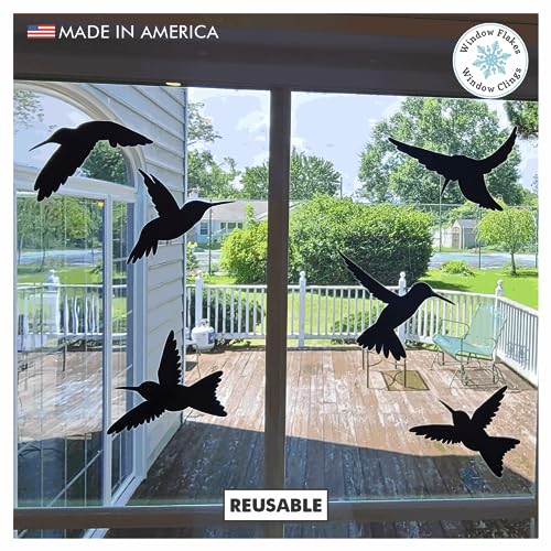 9-Pack Black Silhouette Hummingbird Window Clings for Glass Safety on Windows, Doors and Transparent Panels. Window Decals to Prevent Bird Strikes on Glass. Made in America. - size: 9 Count Black Hummingbirds