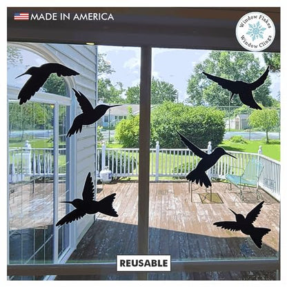 9-Pack Black Silhouette Hummingbird Window Clings for Glass Safety on Windows, Doors and Transparent Panels. Window Decals to Prevent Bird Strikes on Glass. Made in America. - size: 9 Count Black Hummingbirds
