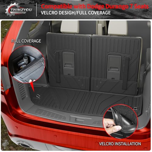Floor Mats Compatible with 2016-2025 2026 Dodge Durango 7 Seats Cargo Mat Back Seat Cover Protector 2024 Durango Accessories (Fit 7 Seats, 3rd Row Backrest Mats+Trunk Mat+Floor Mats) - style: For Dodge Durango 7-Seater | 2016-2026