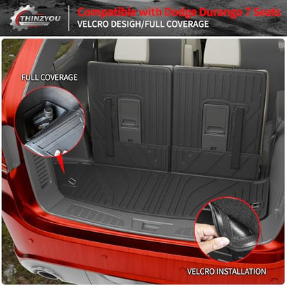 Floor Mats Compatible with 2016-2025 2026 Dodge Durango 7 Seats Cargo Mat Back Seat Cover Protector 2024 Durango Accessories (Fit 7 Seats, 3rd Row Backrest Mats+Trunk Mat+Floor Mats) - style: For Dodge Durango 7-Seater | 2016-2026