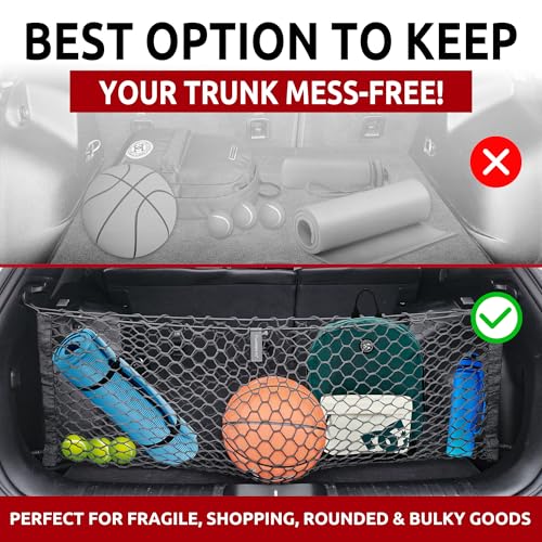 Envelope Style Elastic Trunk Mesh Cargo Net for Jeep Cherokee Latitude Limited 2019-2025 - Premium Trunk Organizers and Storage - Luggage Net for SUV - Best Car Organizer for Jeep Cherokee