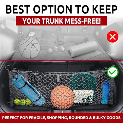Envelope Style Elastic Trunk Mesh Cargo Net for Jeep Cherokee Latitude Limited 2019-2025 - Premium Trunk Organizers and Storage - Luggage Net for SUV - Best Car Organizer for Jeep Cherokee