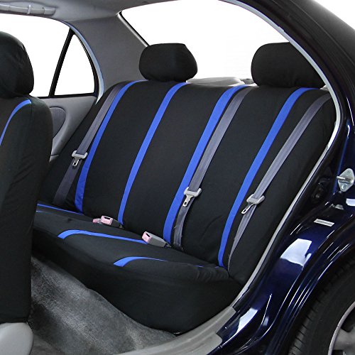 FH Group Car Seat Covers Rear Set Cloth - Car Seat Covers with Removable Headrest,Universal Fit,Automotive SeatCovers,Washable Car SeatCover for SUV,Sedan,Van Blue - color: Blue, size: Rear Set
