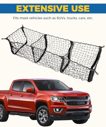 Cargo Net,Cargo Net for SUV,Truck Bed Organizer,Car Accessories Automotive Cargo Nets,3 Pocket Truck Bed Cargo Net,Truck Net Truck Storage,Mesh Storage Net for SUV, Car, Pickup Truck Bed, Etc