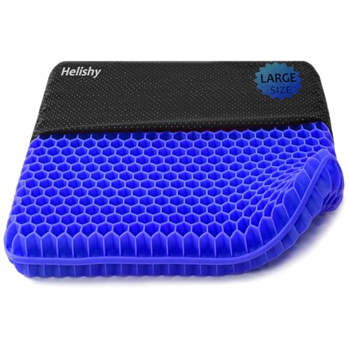 Extra Large Gel Seat Cushion, 17x17inch Double Thick Egg Gel Cushion for Pressure Pain Relief, Breathable Wheelchair Cushion Chair Pads for Car Seat Office Chair (Blue) - color: 1-blue, size: Extra Large (17*17*1.7 inch)